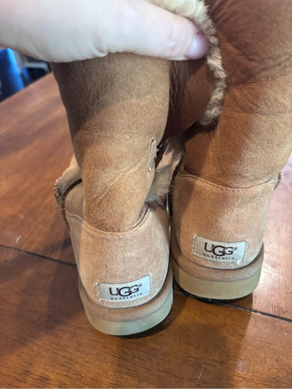 UGG Chestnut Suede Short Button Shearling Boots